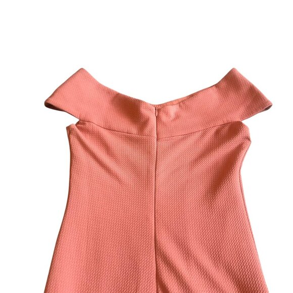 Dress the Population Claudette Bodycon Dress Knee Length Coral Stretch Small - Picture 8 of 13